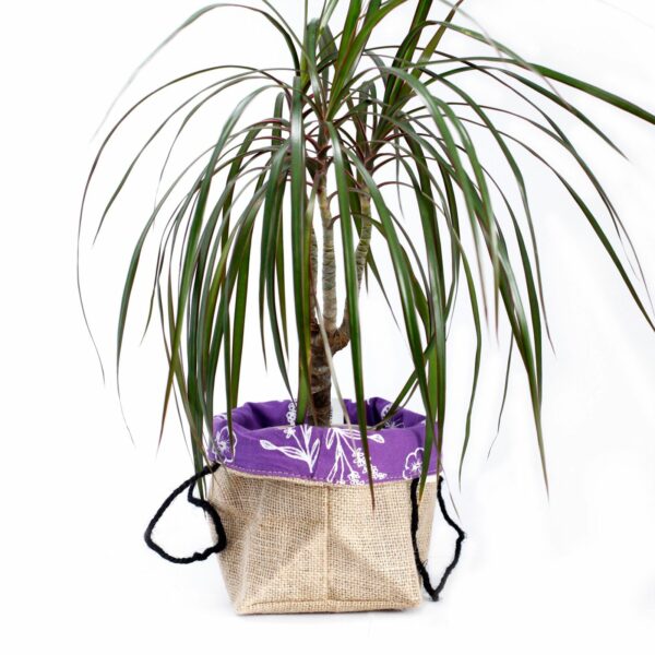 Natural Jute Cotton Gift Bag - Lavender Lining - Large - Image 5