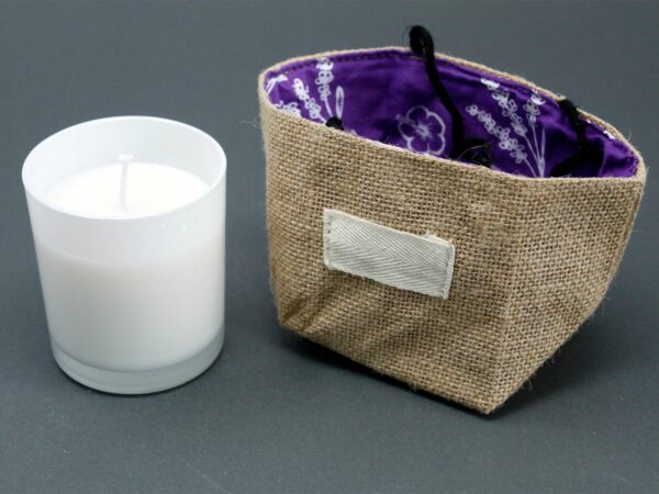 Natural Jute Cotton Gift Bag - Lavender Lining - Medium - Image 3
