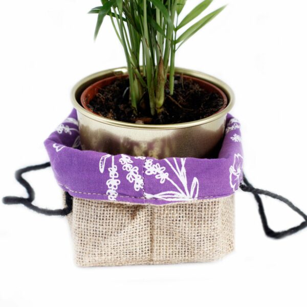 Natural Jute Cotton Gift Bag - Lavender Lining - Medium - Image 7