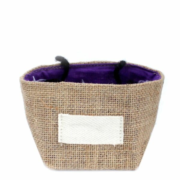 Natural Jute Cotton Gift Bag - Lavender Lining - Small - Image 5