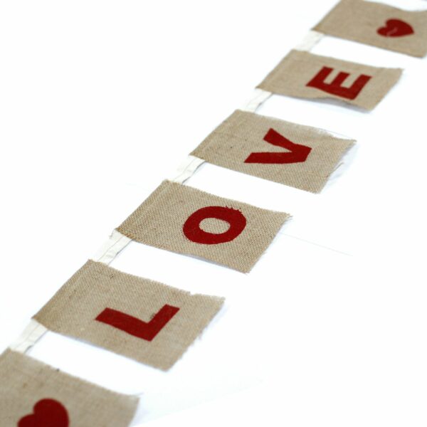 Natural Bunting  I LOVE YOU (large with hearts) - Image 3
