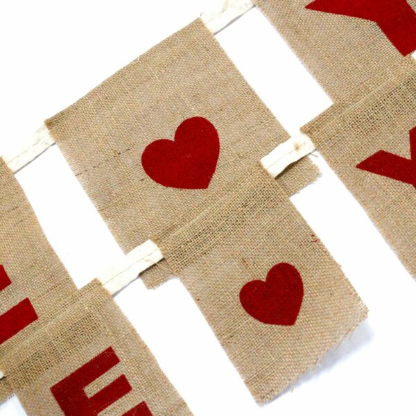 Natural Bunting  I LOVE YOU (large with hearts) - Image 5