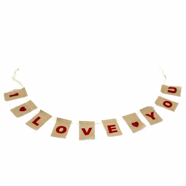 Natural Bunting  I LOVE YOU (large with hearts) - Image 6