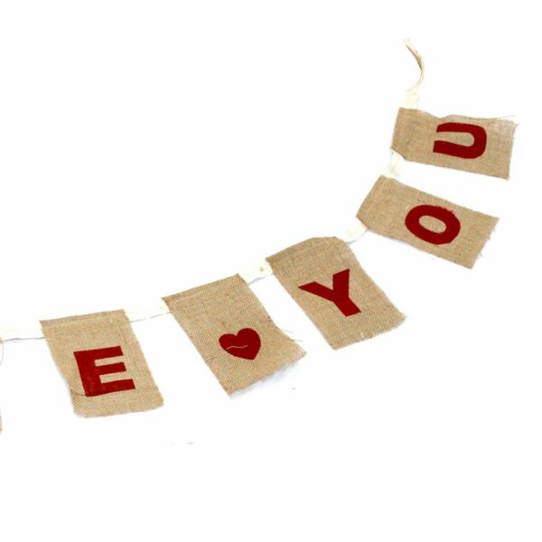 Natural Bunting  I LOVE YOU (large with hearts) - Image 8