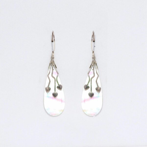 Shell & Silver Earrings - Three Hearts - MOP - Image 5