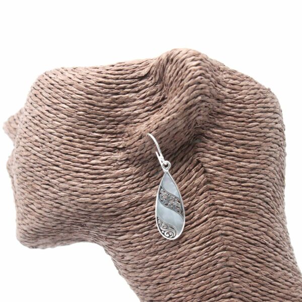 Shell & Silver Earrings - Teardrop- MOP - Image 6