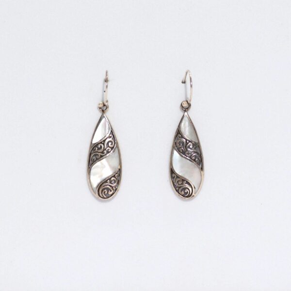 Shell & Silver Earrings - Teardrop- MOP - Image 7
