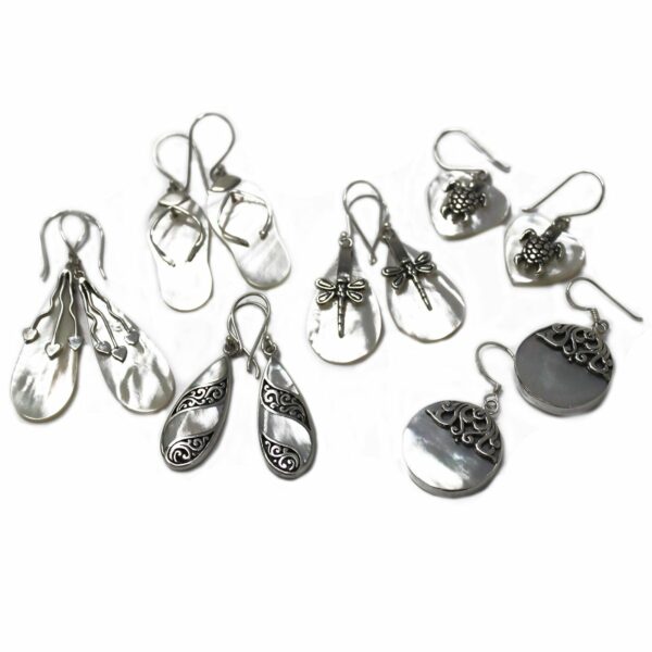 Shell & Silver Earrings - Classic Disc - MOP - Image 2