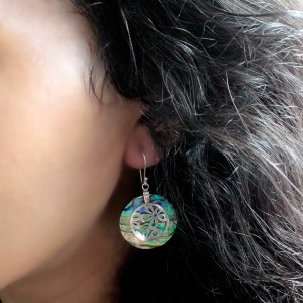 Shell & Silver Earrings - Classic Disc - MOP - Image 3