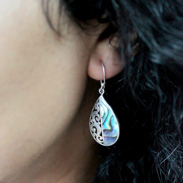Shell & Silver Earrings - Classic Disc - MOP - Image 4