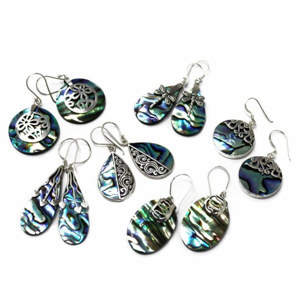 Shell & Silver Earrings - Teardrop- Abalone - Image 2