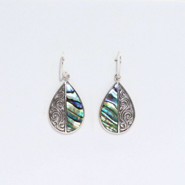 Shell & Silver Earrings - Teardrop- Abalone - Image 4