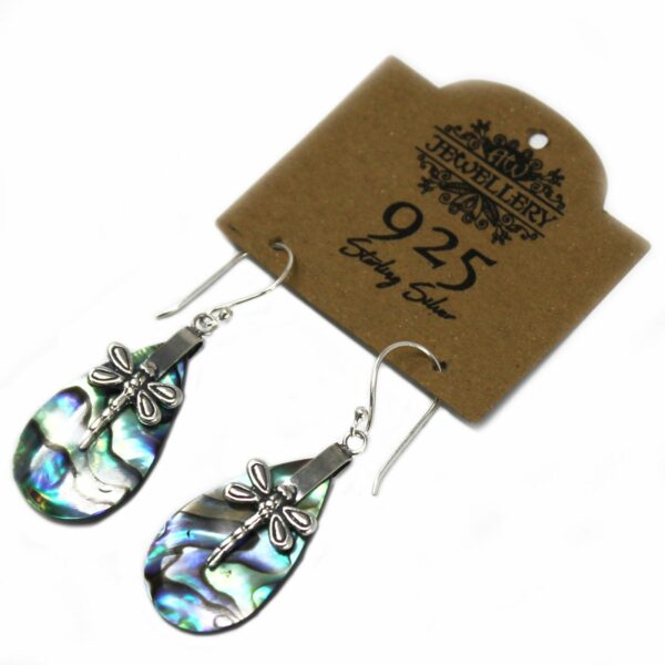Shell & Silver Earrings - Dragonflies - Abalone - Image 5