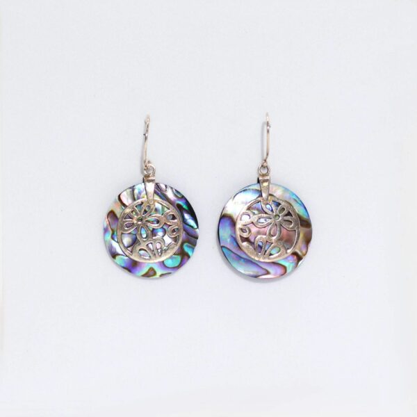 Shell & Silver Earrings - Flowers - Abalone - Image 5