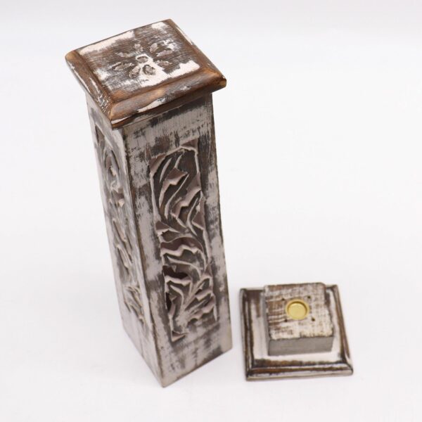 Tapered Incense Tower Washed Des2 - Mango Wood - Image 5