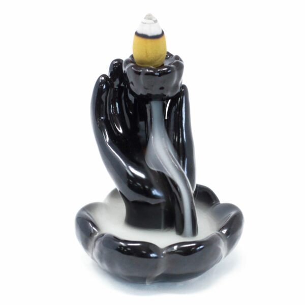 Back Flow Incense Burner - Hand & Lotus Flower - Image 2