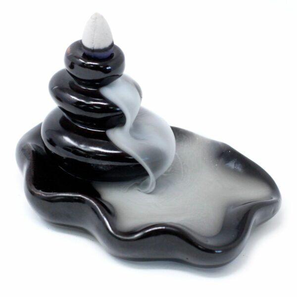 Back Flow Incense Burner - Large Pebbles into Pool - Image 2