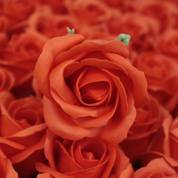 Craft Soap Flowers - Med Rose - Sunset Orange - Image 3