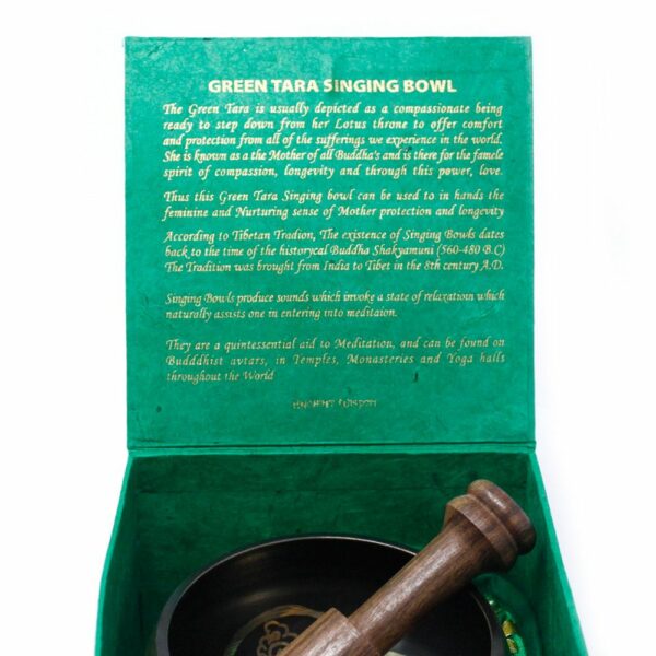 Green Tara Singing Bowl Set 10cm (min 380gm) - Image 4