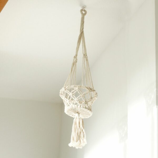 Macrame Pot Holder - Single Small Pot - Image 3