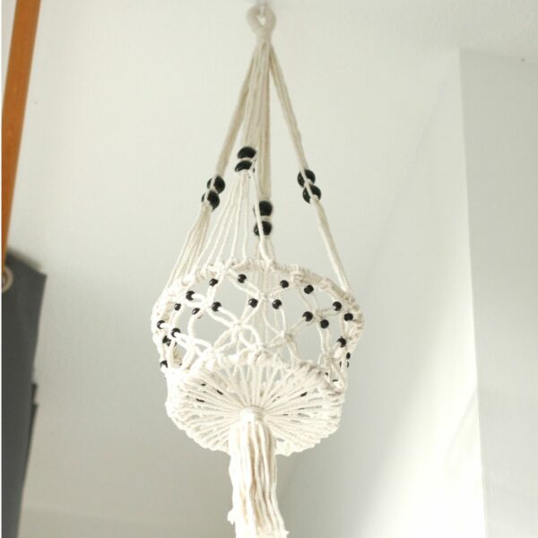 Macrame Pot Holder - Lrg Single Beaded - Image 2