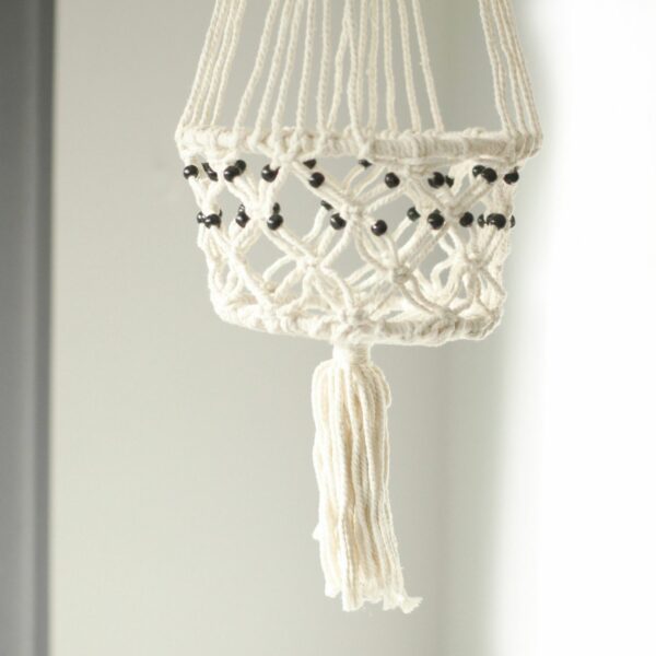 Macrame Pot Holder - Lrg Single Beaded - Image 3