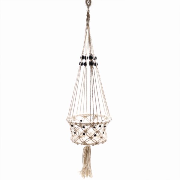 Macrame Pot Holder - Lrg Single Beaded - Image 7