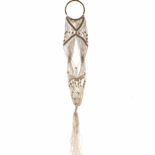 Macrame Pot Holder - Long With Ratten Hoop - Image 10