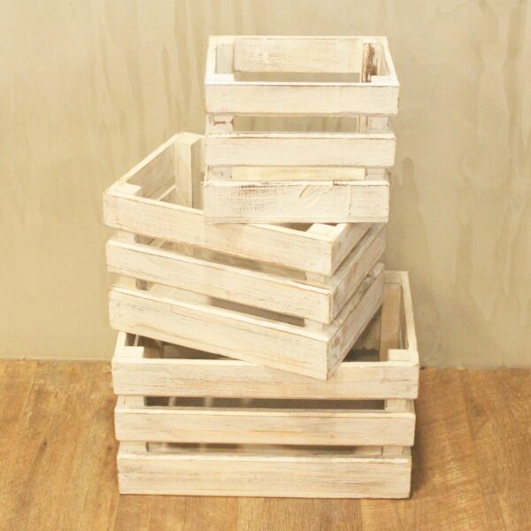 Fruit Box set of 3 - Whitewash - Image 2