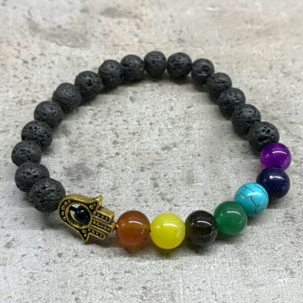 Lava Stone Bracelet - Hamsa Chakra - Image 4