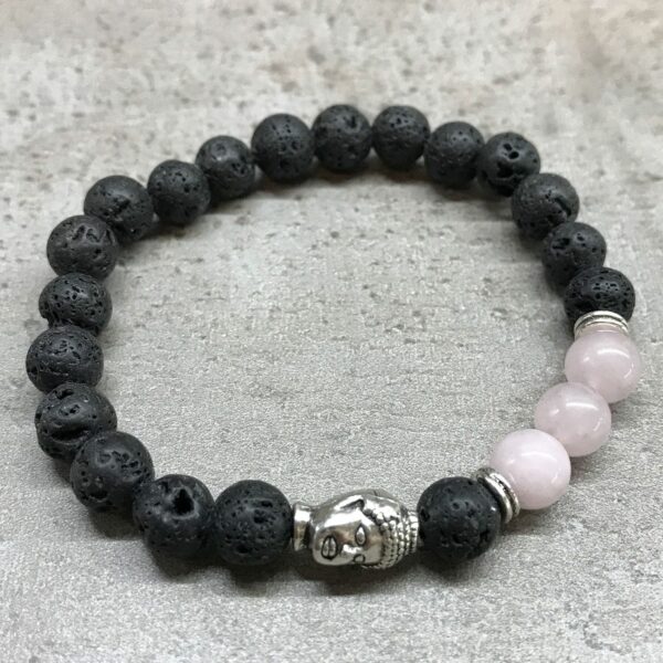 Lava Stone Bracelet - Buddha Rose Quartz - Image 4