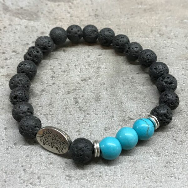 Lava Stone Bracelet - Leaf Turquoise - Image 4
