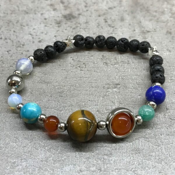 Lava Stone Bracelet - Silver Solar System - Image 4