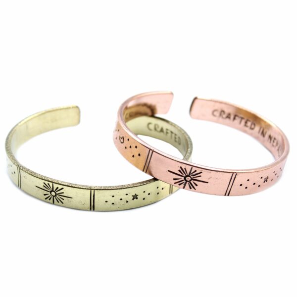 Inspiration Bracelet - Brass Snrise, Galaxy, Stars, Earth - Image 4