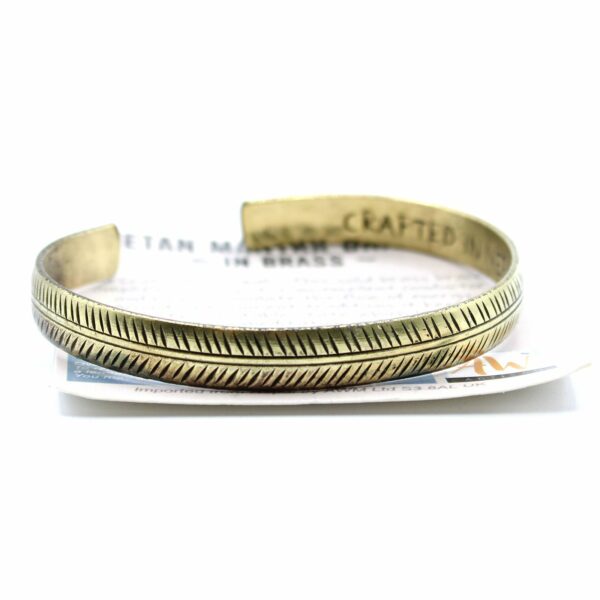 Brass Tibetan Bracelet - Slim Tribal Leaf - Image 3