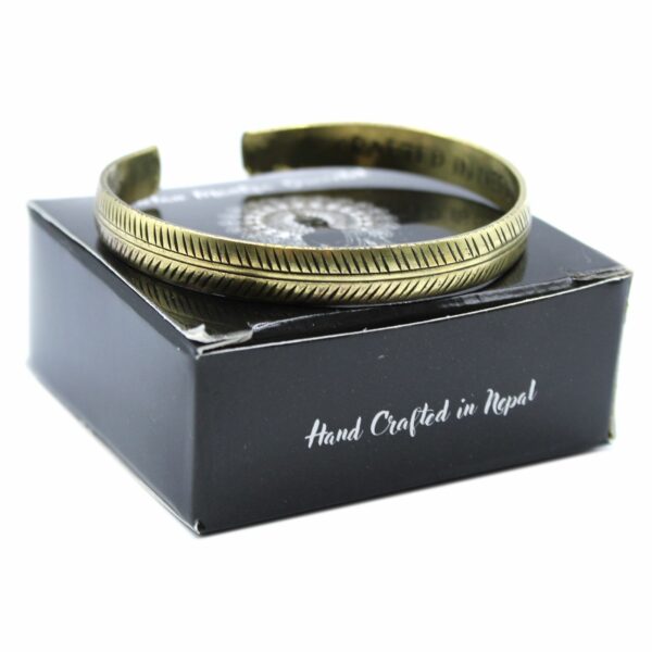 Brass Tibetan Bracelet - Slim Tribal Leaf - Image 4