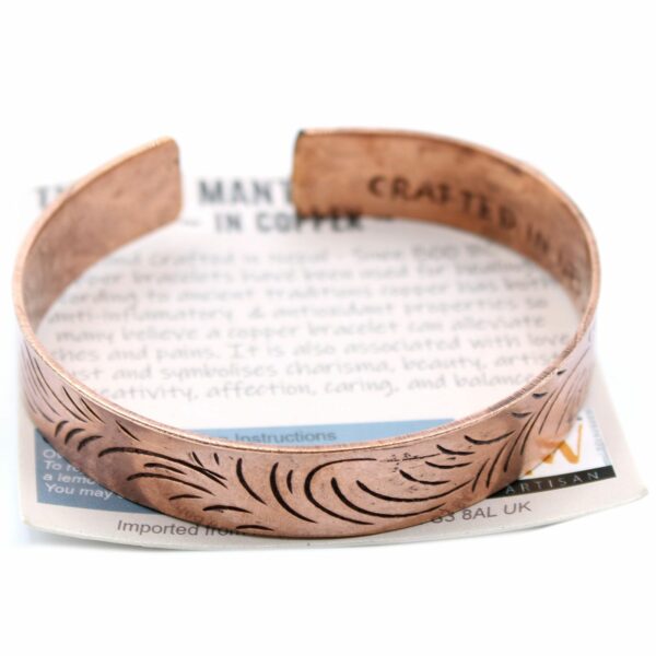Copper Tibetan Bracelet - Wide Tribal Swirls - Image 3