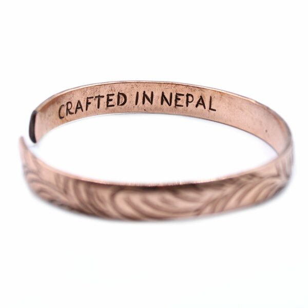 Copper Tibetan Bracelet - Slim Tribal  Swirls - Image 2