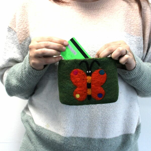 Natural Felt Zipper Pouch (asst) - Big Butterfly - Image 7
