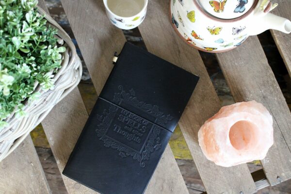 Handmade Leather Journal - My Book of Spells and other Thoughts - Black - Image 5