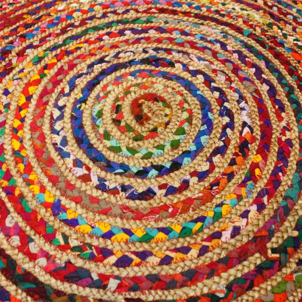 Round Jute and Recycled Cotton Rug - 120 cm - Image 2
