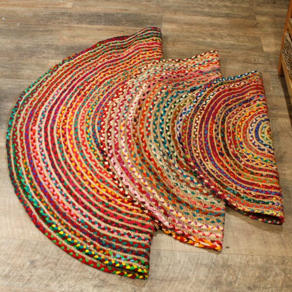 Round Jute and Recycled Cotton Rug - 120 cm - Image 3