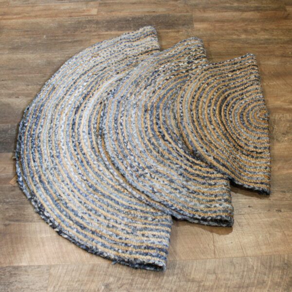 Round Jute and Recycle Denim Rug- 90 cm - Image 4