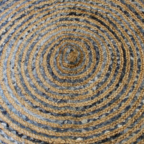 Round Jute and Recycle Denim Rug - 150 cm - Image 3