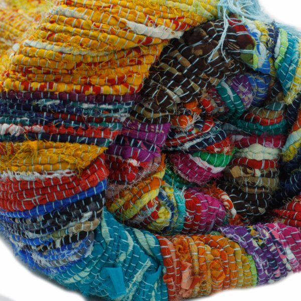 153 x 90cm Luxury Rag Rug - Blue - Image 5