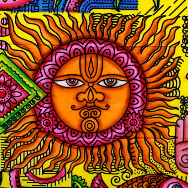 Handbrushed Cotton Wall Art - Sun - Image 3