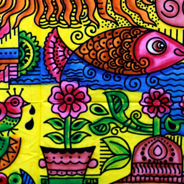 Handbrushed Cotton Wall Art - Sun - Image 4