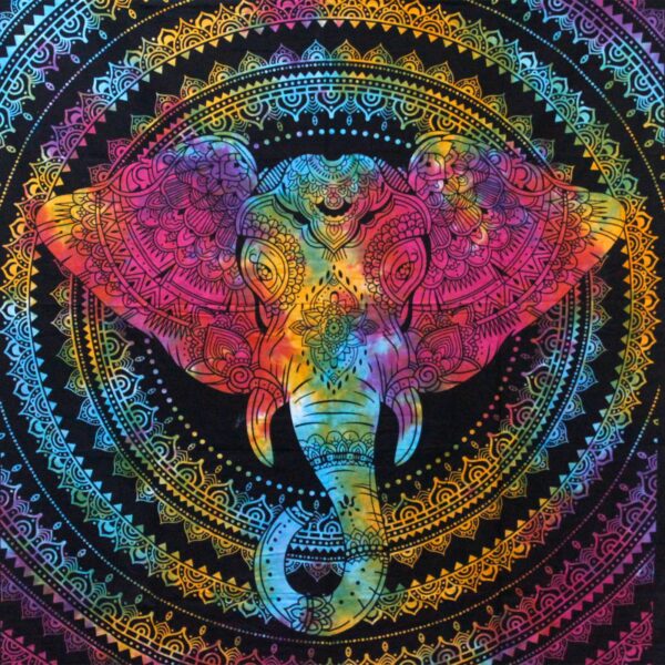 Single Cotton Bedspread + Wall Hanging - Elephant Head - Image 3