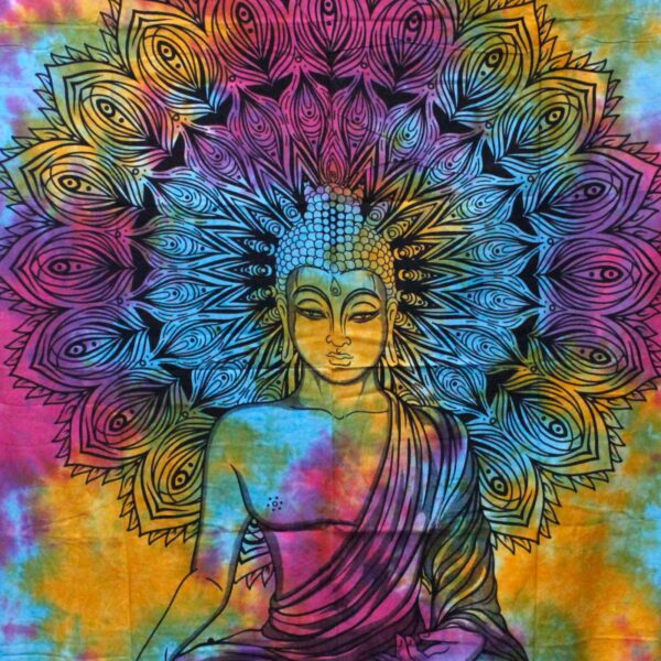 Single Cotton Bedspread + Wall Hanging - Peaceful Buddha - Image 3