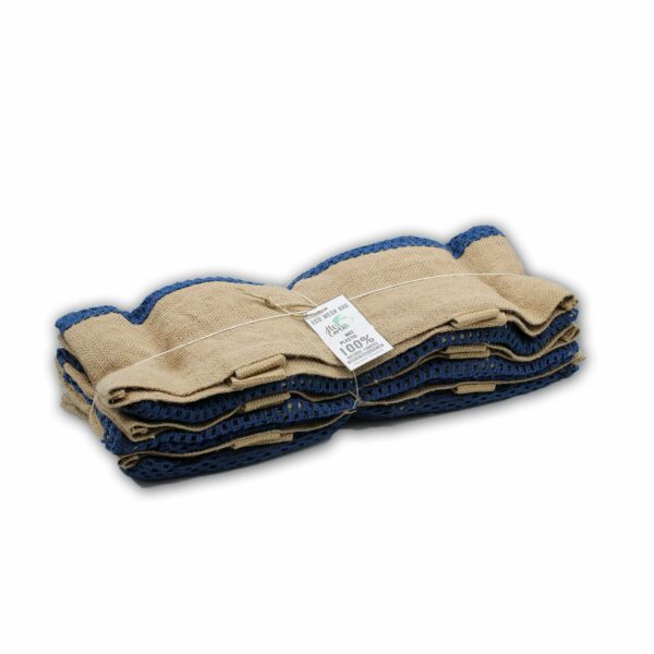 Pure Soft Jute and Cotton Mesh Bag - Denim - Image 3
